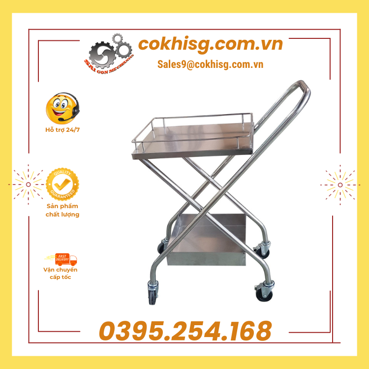 Xe đẩy y tế được làm bằng inox 304